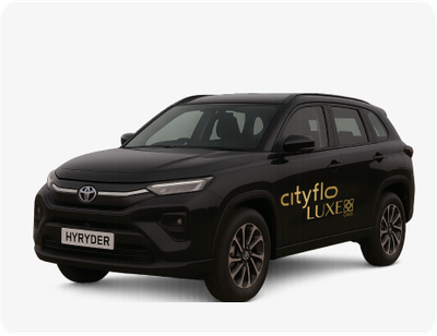 A 5 seater Toyota Hyryder for rental trips.