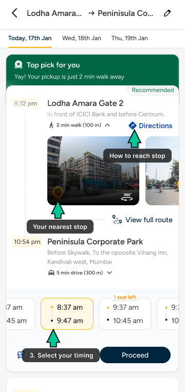 Select date and time